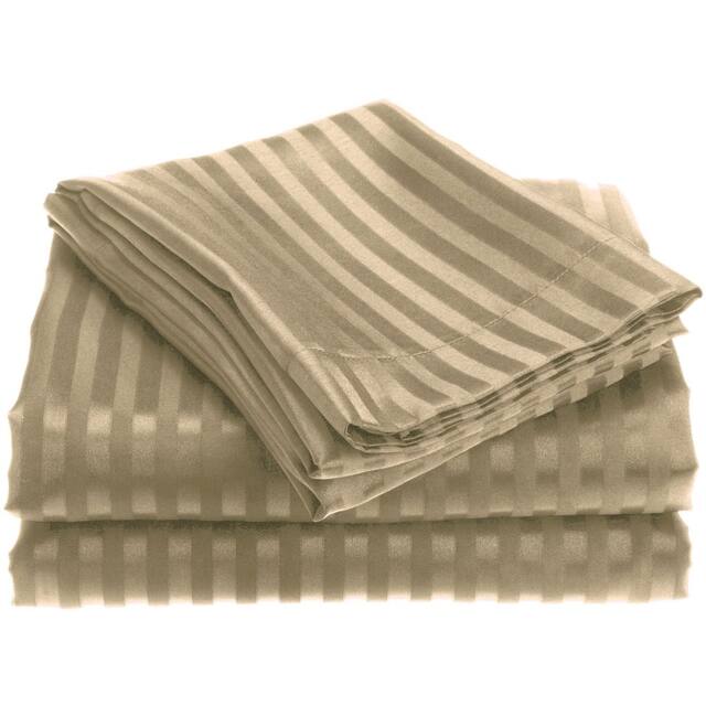 1800 Series Ultra Soft 4-Piece Embossed Stripe Bed Sheet Set