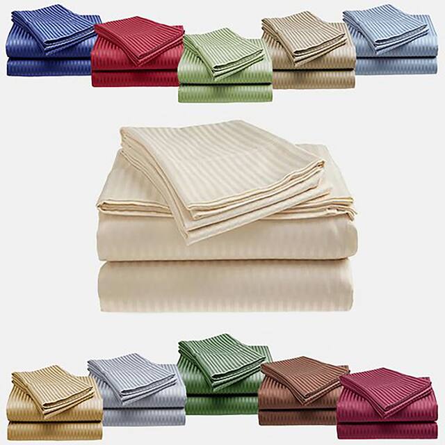 1800 Series Ultra Soft 4-Piece Embossed Stripe Bed Sheet Set