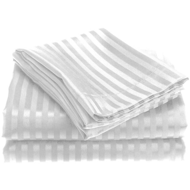 1800 Series Ultra Soft 4-Piece Embossed Stripe Bed Sheet Set