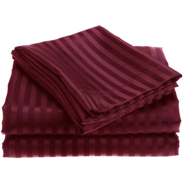 1800 Series Ultra Soft 4-Piece Embossed Stripe Bed Sheet Set