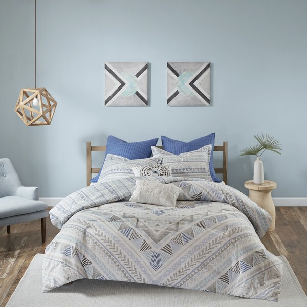 Urban Habitat Roxanne Blue 7-piece Cotton Reversible Comforter Set