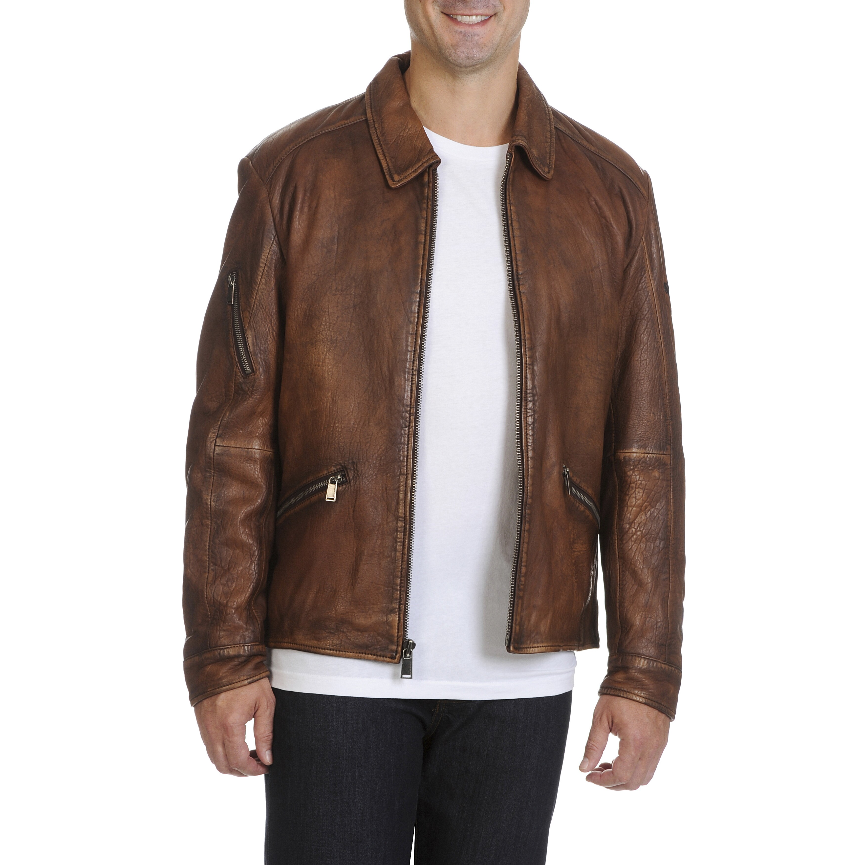 boston harbour men's leather jacket