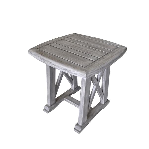 slide 1 of 1, Courtyard Casual Driftwood Gray Teak Surf Side Outdoor Side Table