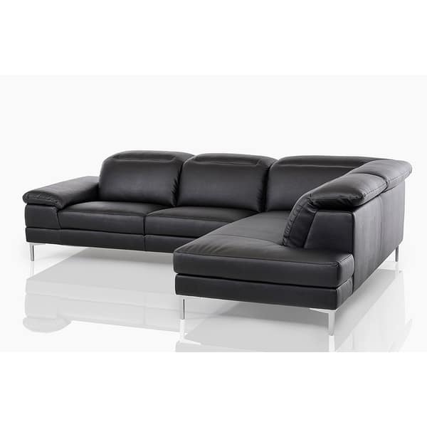 Gentiana Contemporary Black Leather L Shaped Sofa Gentiana Contemporary Black Leather L Shaped Sofa