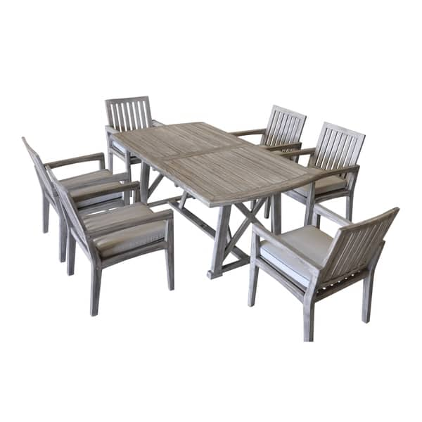 Shop Courtyard Casual Gray Teak Surf Side Outdoor Dining Chair With Cushion Overstock 21285052