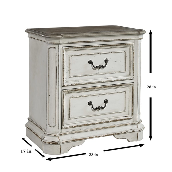 Home Garden Magnolia Manor Antique White 2 Drawer Nightstand Nightstands