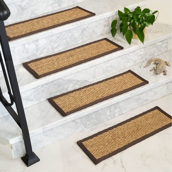 BONACA 24x36 Inch Stair Landing Mat – Peel & Stick Carpet Tread With Non-Slip Adhesive Backing, Beige