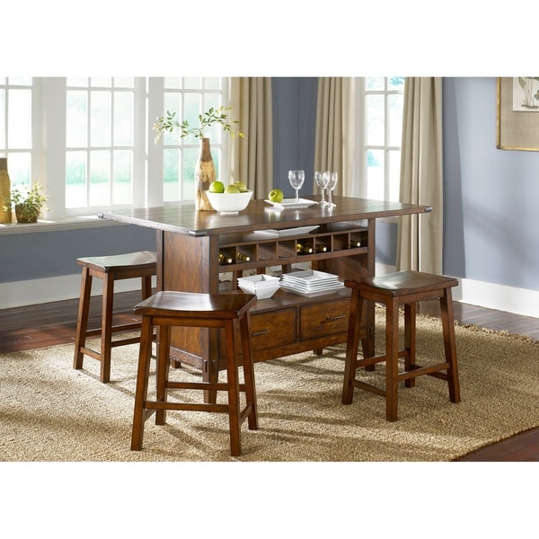 Cabin Fever Bistro Brown Finish Center Island Table On Cabin Fever Bistro Brown Finish Center Island Table On Free Shipping Today 17434455