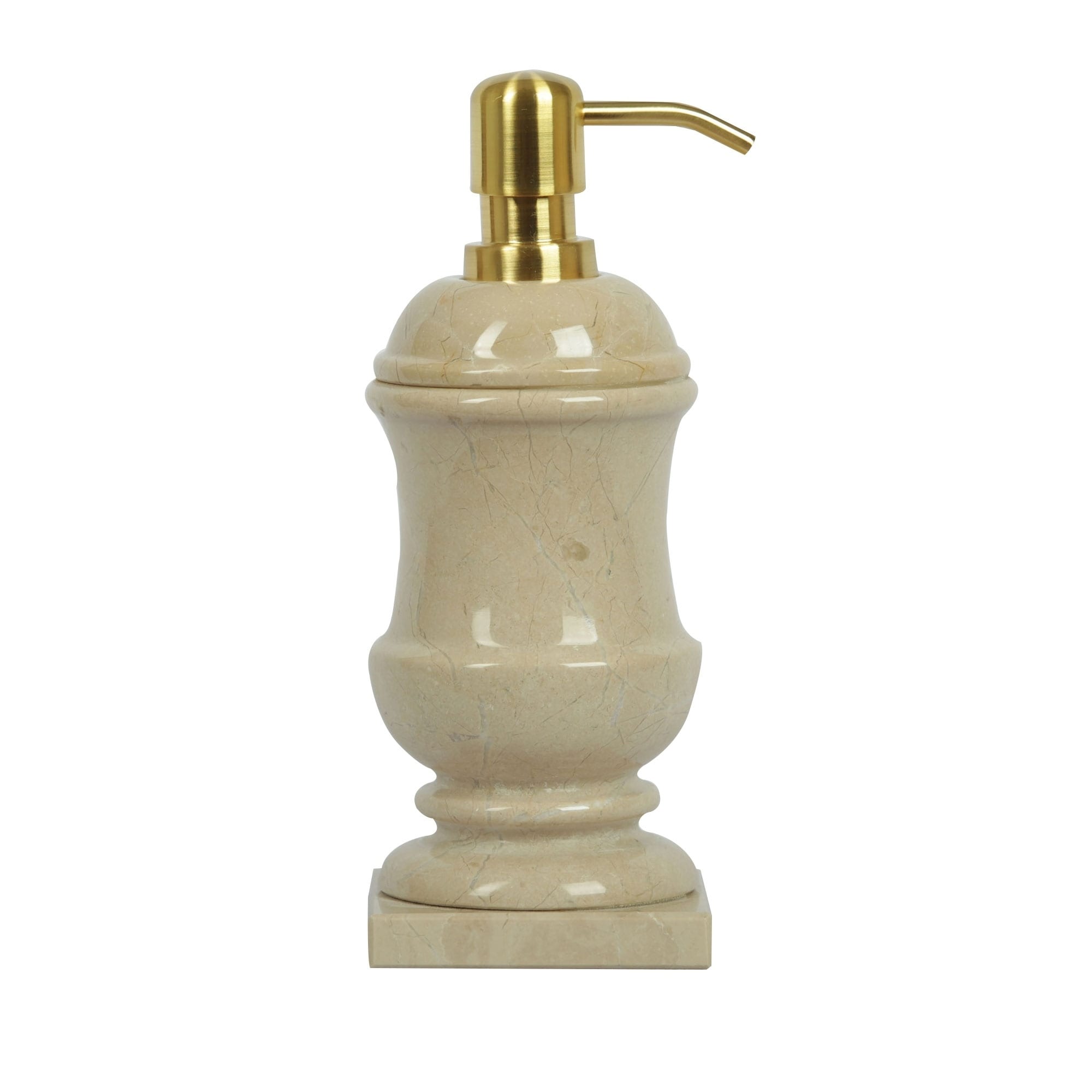 Polished Marble Soap/Lotion Dispenser, Beige, Shower and Brown