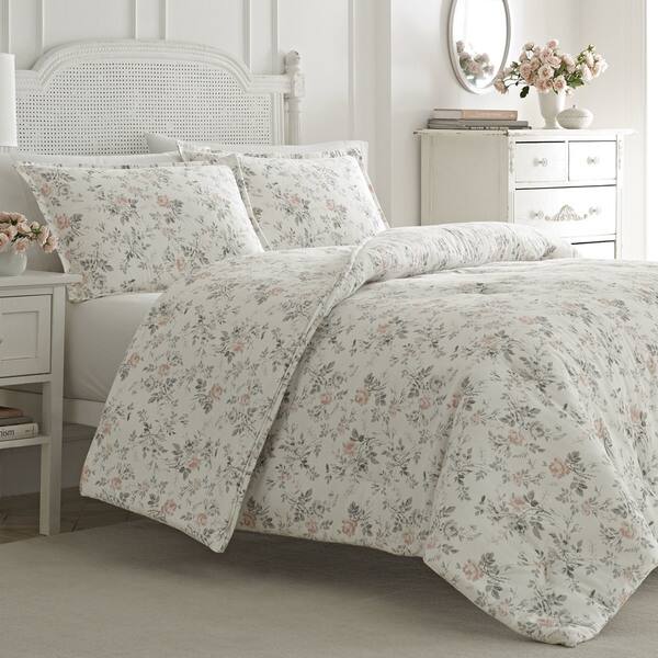 Shop Laura Ashley Rosalie Pink Cotton Flannel Comforter Set Free