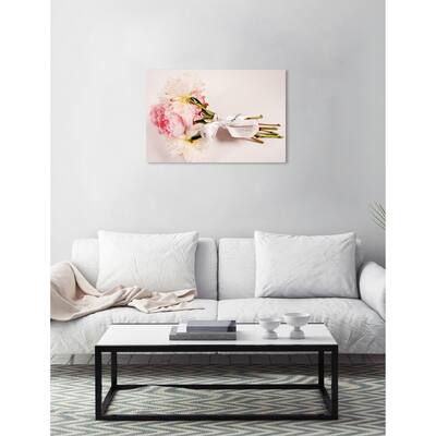 24" X 36" Rose Rhapsody Floral And Botanical Unframed Canvas Wall Art In Pink