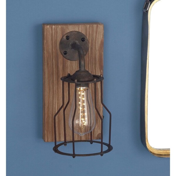 Farmhouse 11 X 6 Inch Wood And Metal Gl Led Wall Sconce By Farmhouse 11 X 6 Inch Wood And Metal Gl Led Wall Sconce By Studio 350