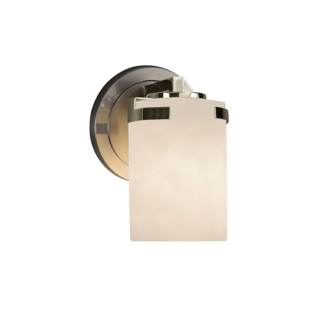 Justice Design Clouds Atlas 1-light Brushed Nickel Wall Sconce, Clouds Cylinder - Flat Rim Shade - Silver