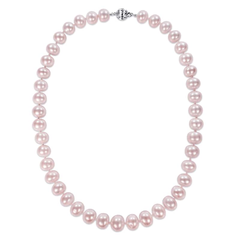 Miadora Signature Collection 14k Yellow Gold Pink Cultured Freshwater Graduated Pearl Necklace (10.5-13 mm)