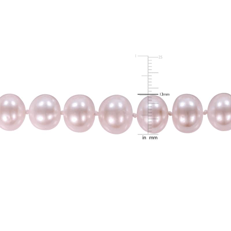 Miadora Signature Collection 14k Yellow Gold Pink Cultured Freshwater Graduated Pearl Necklace (10.5-13 mm)
