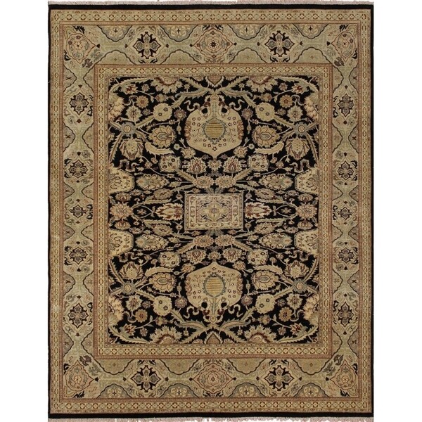 Noori Rug Turkish-Knotted Ankara Booth Black/Beige Rug - 8'2" x 10'5"