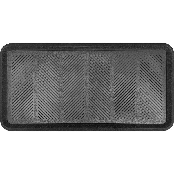 Large All-Weather Indoor/Outdoor Boot Tray - Weather-Resistant Plastic Shoe  Mat with Raised Edge for Entryways, Decks, and Patios by Stalwart (Black)