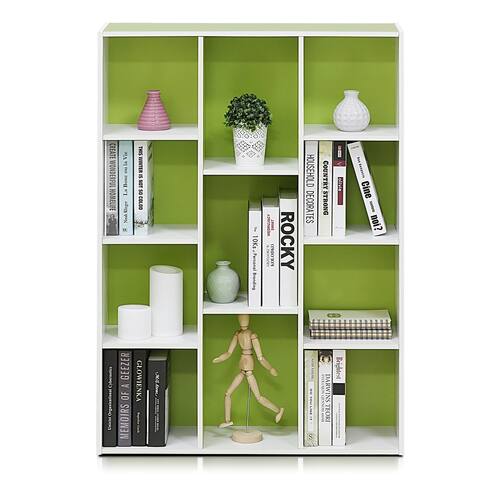 Porch & Den Hollygrove White/Green 11-cube Reversible Open Shelf Bookcase