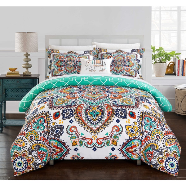 Chic Home Kacey 8-Piece Reversible Aqua Blue Bed in a Bag