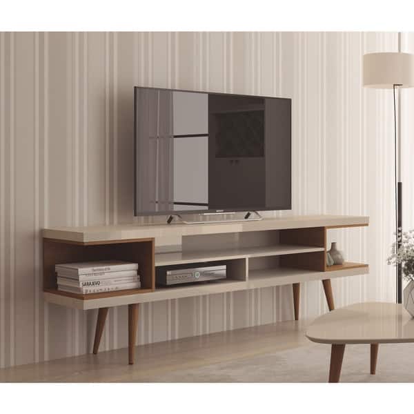 slide 2 of 24, Manhattan Comfort Nynashamn Mid Century Modern Media Cabinet Console Off-White/ Beige