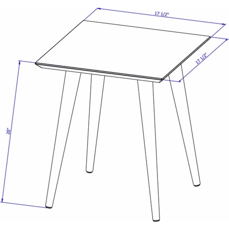 Utopia 19.84" High Square End Table With Splayed Wooden Legs