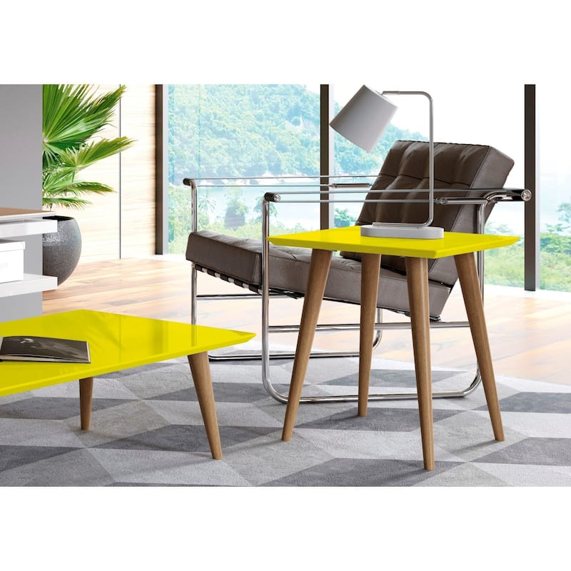 Utopia 19.84" High Square End Table With Splayed Wooden Legs