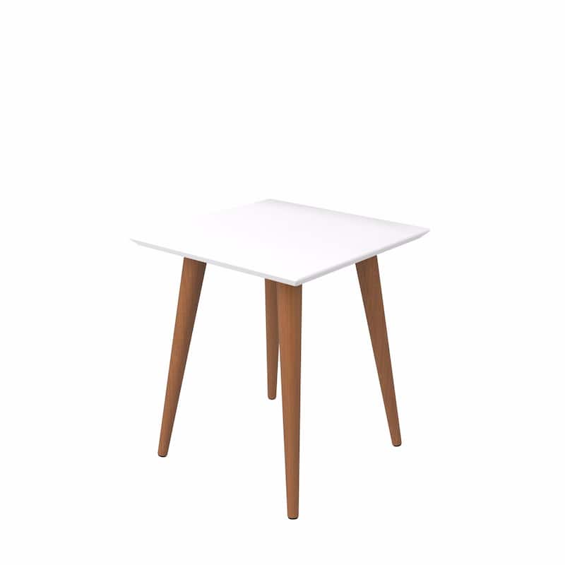 Utopia 19.84" High Square End Table With Splayed Wooden Legs - Cream / White