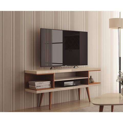 Manhattan Comfort Utopia 53.14" TV Stand with Splayed Wooden Legs and 4 Shelves