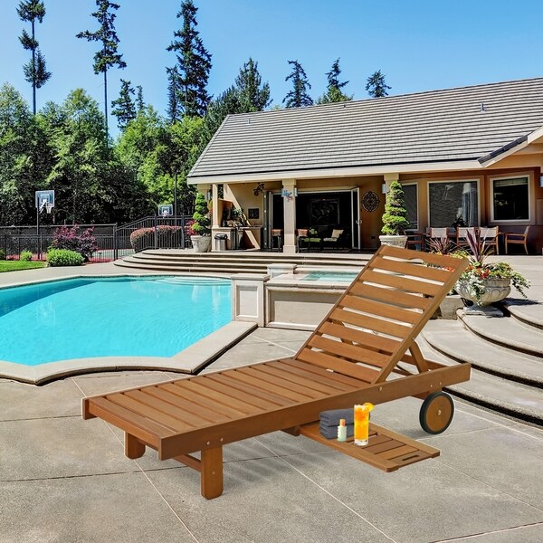 Furinno Tioman Outdoor Hardwood Sun Lounger With Tray Furinno Tioman Outdoor Hardwood Sun Lounger With Tray