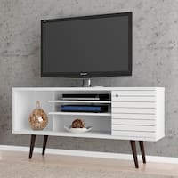 Manhattan Comfort Liberty Solid Wood Leg 5-shelf Single-door TV Stand