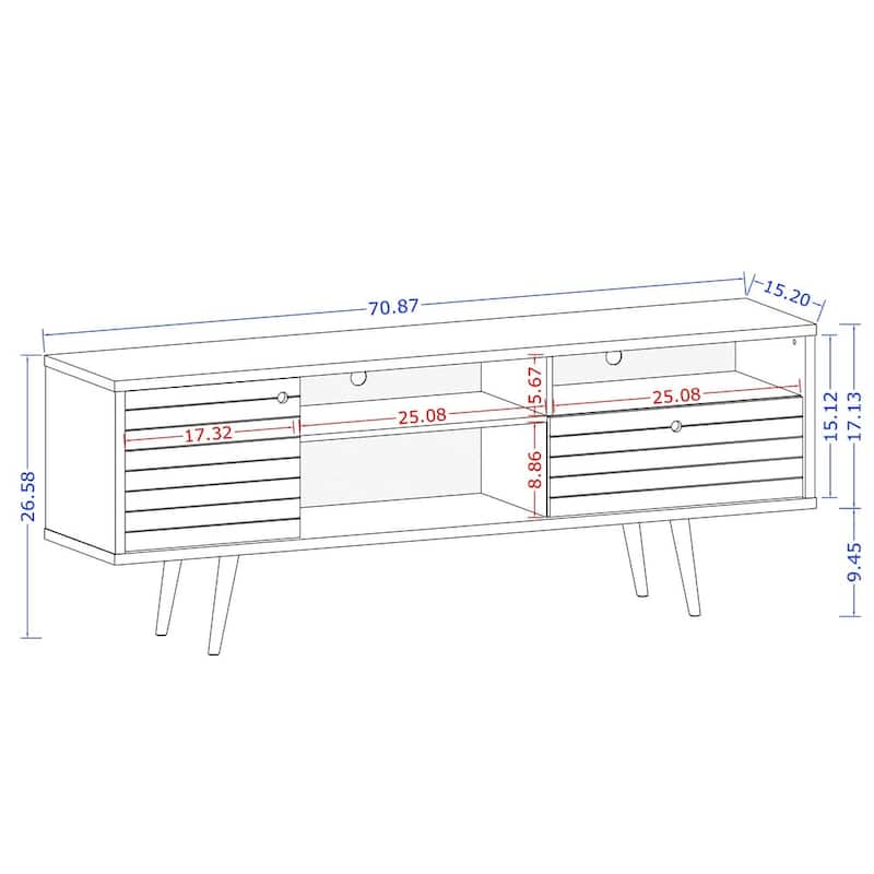 Manhattan Comfort Liberty 70.86 In. Mid Century-Modern Media Cabinet Console