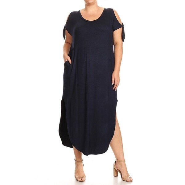 Women's Plus Size Solid Color Maxi Dress with Side Slits