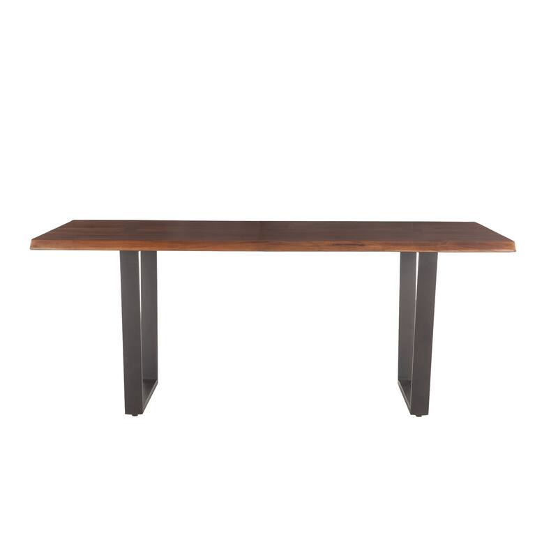 World Interiors Acacia Wood and Iron Dining Table - Walnut