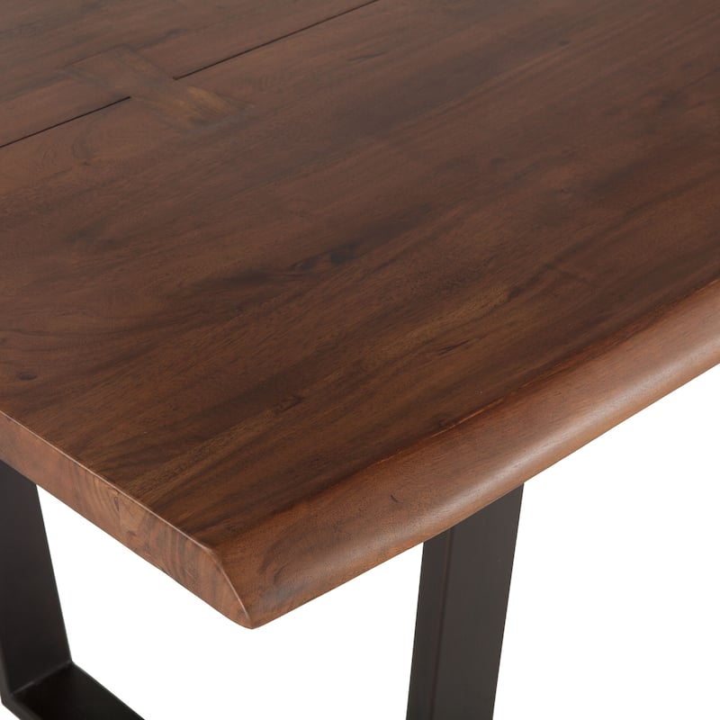 World Interiors Acacia Wood and Iron Dining Table - Walnut
