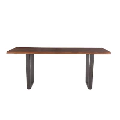 World Interiors Acacia Wood and Iron Dining Table - Walnut