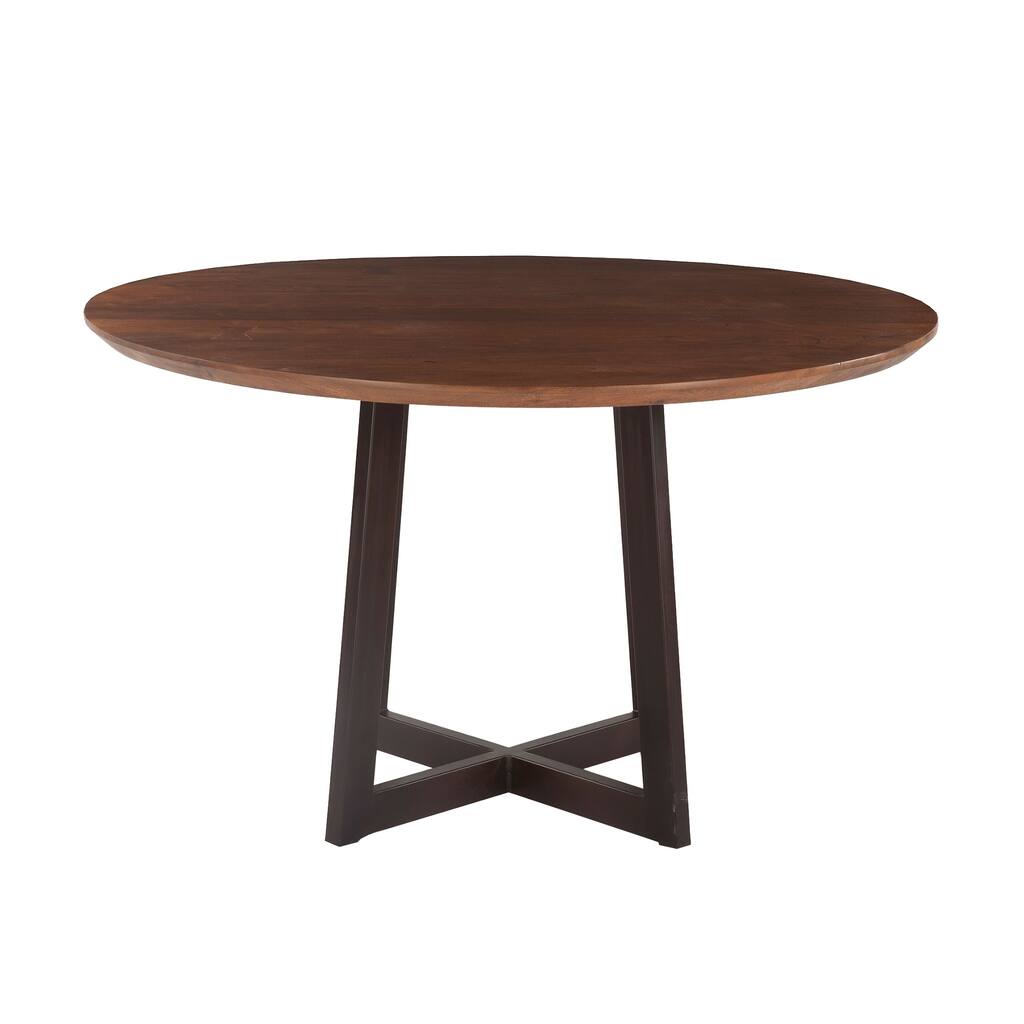 Mapai 48-Inch Round Acacia Wood Table in Walnut Finish - Brown
