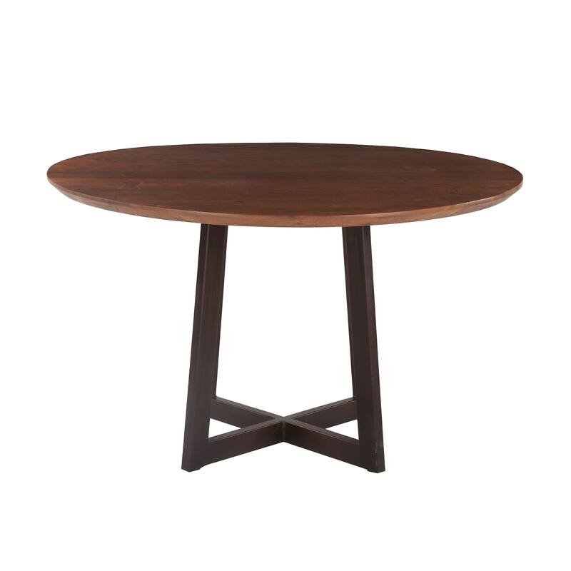 Mapai 48-Inch Round Acacia Wood Table in Walnut Finish - Brown