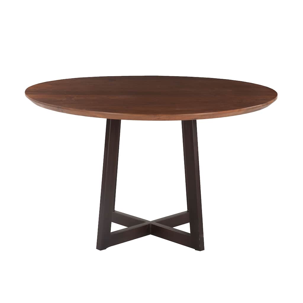 Mapai 48-Inch Round Acacia Wood Table in Walnut Finish - Brown