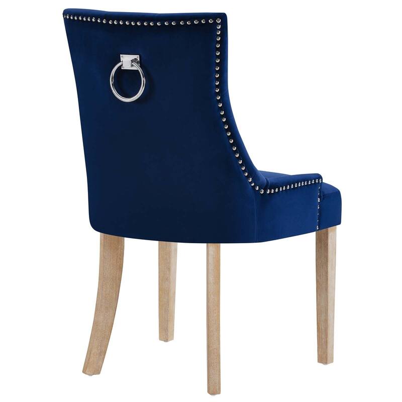 Tufted Velvet Upholstered Dining Chair With Nailhead Trim in Black