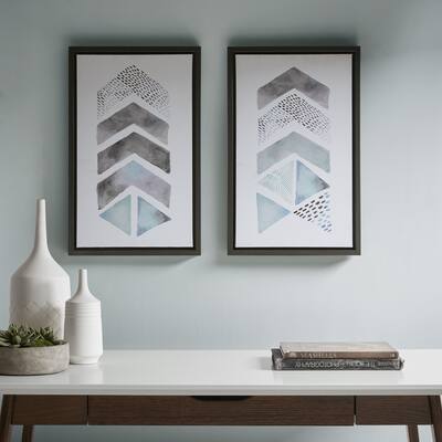 Urban Habitat This and That Way Blue/ Grey Framed Gel Coat Canvas - Set Of 2