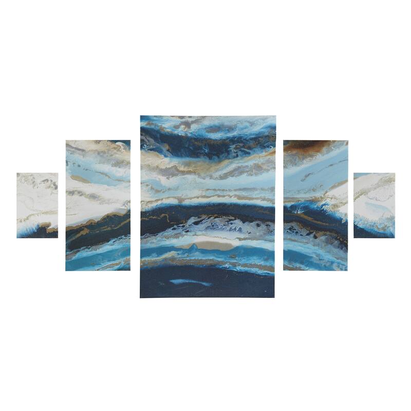 Madison Park Midnight Tide Blue Abstract 5-piece Canvas Wall Art Set