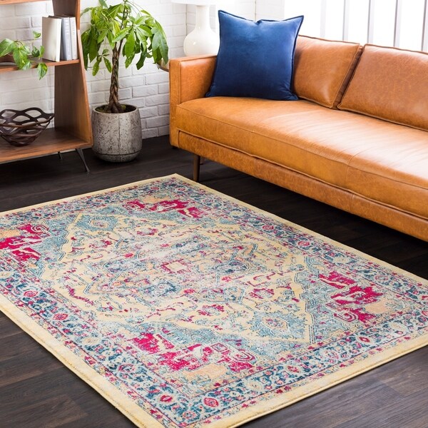 Minnetrista Boho Oriental Yellow Area Rug - 2' x 3'