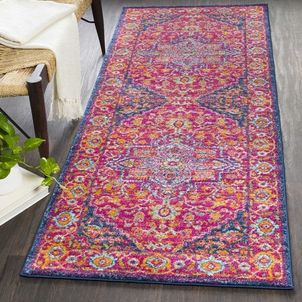 Hali Bright Magenta Persian Area Rug - 2'7" x 10'3" Runner
