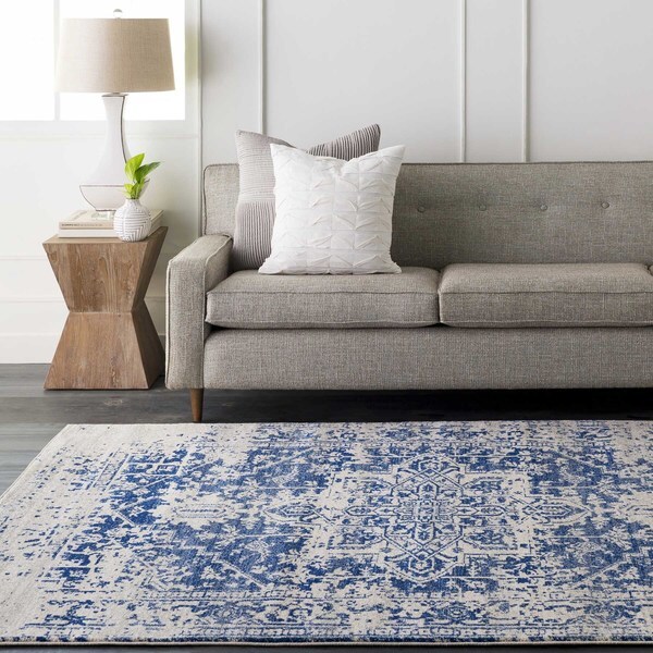 Haute-Hali Persian Distressed Blue Area Rug (2'7 x 12')