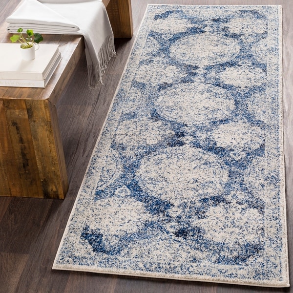 Amelia Distressed Vintage Medallion Dark Blue Runner - 2'7" x 7'3" Runner