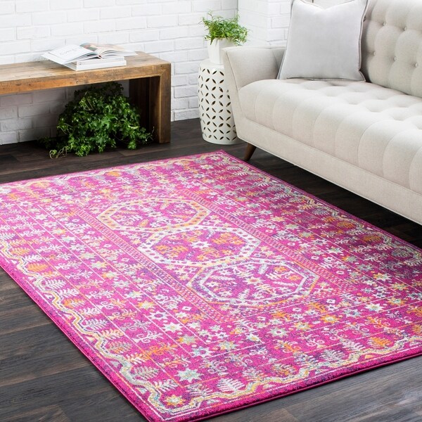 Bright Traditional Vintage Pink Runner Rug - 2'7" x 7'3" Runner