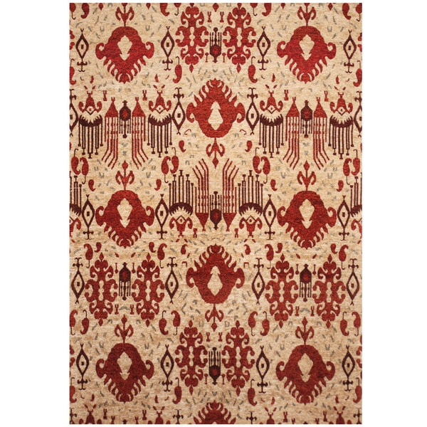 Handmade Chenille Flatweave Ikat Rug (India) - 4' x 6'