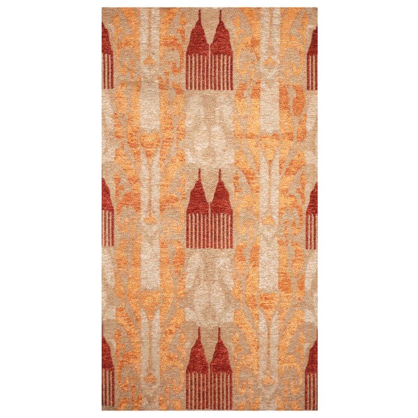 Handmade Chenille Flatweave Ikat Rug (India) - 2'8" x 4'6"