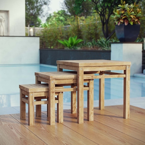 Shop Marina Outdoor Patio Teak Nesting Table - Overstock ...