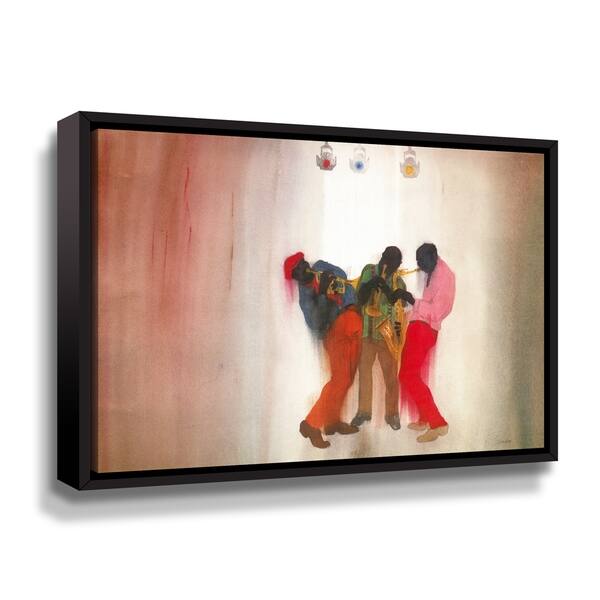 slide 1 of 4, Porch & Den Jim Tanaka 'Black Brown and Beige' Gallery Wrapped Floater-framed Canvas Wall Art